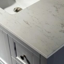 Sydney 60"Bathroom Vanity With Engineered Marble White Carrara Color Top 8" Faucet Holes |Double Rectangle Undermount Sinks|2 Soft Closing Doors And 4 Full Extension Dovetail Drawers|Grey Vanity Color -Woodbridgebath Shop 60e548117142c thumb 600x600