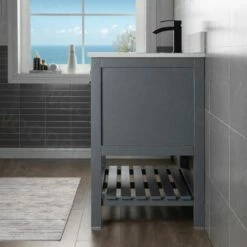 Sydney 60"Bathroom Vanity With Engineered Marble White Carrara Color Top 8" Faucet Holes |Double Rectangle Undermount Sinks|2 Soft Closing Doors And 4 Full Extension Dovetail Drawers|Grey Vanity Color -Woodbridgebath Shop 60e5481401476 thumb 600x600