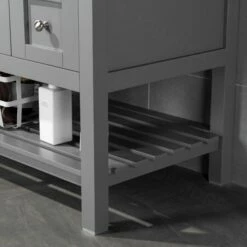 Sydney 60"Bathroom Vanity With Authentic Italian Carrara Marble Top 4" Faucet Holes|Double Rectangle Undermount Sinks|2 Soft Closing Doors And 4 Full Extension Dovetail Drawers | Grey Vanity Color| -Woodbridgebath Shop 60e549827b919 thumb 600x600