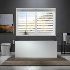 WOODBRIDGE 59" Acrylic Freestanding Bathtub Contemporary Soaking Tub With Brushed Nickel Overflow And Drain,White Tub,B-0081/BTA0081 -Woodbridgebath Shop 60f0fbd92189a thumb 600x600