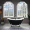WOODBRIDGE 59" Heavy Duty Acrylic Double Slipper Clawfoot Bath Tub In Black Color With Chrome Feet + Chrome Drain &Overflow -Woodbridgebath Shop 60f8d3d65551b thumb 600x600