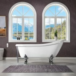 WOODBRIDGE 67" Heavy Duty Acrylic Slipper Clawfoot Bath Tub With Chrome Feet + Chrome Drain &Overflow -Woodbridgebath Shop 60f8d569dd055 thumb 600x600