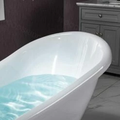 WOODBRIDGE 67" Heavy Duty Acrylic Slipper Clawfoot Bath Tub With Chrome Feet + Chrome Drain &Overflow -Woodbridgebath Shop 60f8d5729c274 thumb 600x600