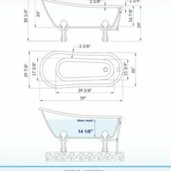 WOODBRIDGE 59" Heavy Duty Acrylic Slipper Clawfoot Bath Tub With Chrome Feet + Chrome Drain &Overflow -Woodbridgebath Shop 60f8d5e25afe1 thumb 600x600