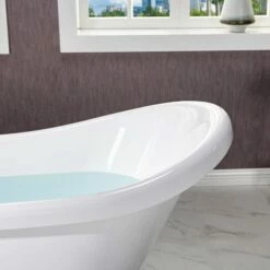 WOODBRIDGE 59" Heavy Duty Acrylic Slipper Clawfoot Bath Tub With Chrome Feet + Chrome Drain &Overflow -Woodbridgebath Shop 60f8d5e4f3535 thumb 600x600