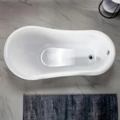 WOODBRIDGE 59" Heavy Duty Acrylic Slipper Clawfoot Bath Tub With Chrome Feet + Chrome Drain &Overflow -Woodbridgebath Shop 60f8d5e68f3f4 thumb 600x600