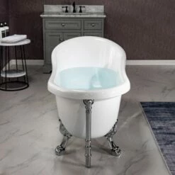 WOODBRIDGE 59" Heavy Duty Acrylic Slipper Clawfoot Bath Tub With Chrome Feet + Chrome Drain &Overflow -Woodbridgebath Shop 60f8d5e729482 thumb 600x600