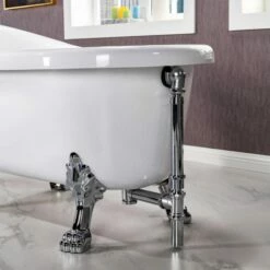 WOODBRIDGE 59" Heavy Duty Acrylic Slipper Clawfoot Bath Tub With Chrome Feet + Chrome Drain &Overflow -Woodbridgebath Shop 60f8d5ea623a9 thumb 600x600
