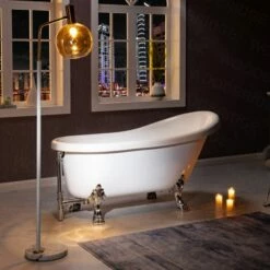 WOODBRIDGE 59" Heavy Duty Acrylic Slipper Clawfoot Bath Tub With Chrome Feet + Chrome Drain &Overflow