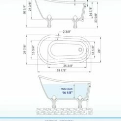 WOODBRIDGE 54" Heavy Duty Acrylic Slipper Clawfoot Bath Tub With Chrome Feet + Chrome Drain &Overflow -Woodbridgebath Shop 60f8d670c4412 thumb 600x600