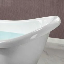 WOODBRIDGE 54" Heavy Duty Acrylic Slipper Clawfoot Bath Tub With Chrome Feet + Chrome Drain &Overflow -Woodbridgebath Shop 60f8d671a8763 thumb 600x600