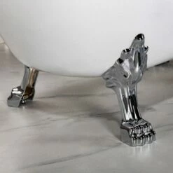 WOODBRIDGE 54" Heavy Duty Acrylic Slipper Clawfoot Bath Tub With Chrome Feet + Chrome Drain &Overflow -Woodbridgebath Shop 60f8d6772231a thumb 600x600