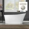 WOODBRIDGE 67" Acrylic Freestanding Bathtub Contemporary Soaking Tub With Brushed Nickel Overflow And Drain,White Tub,B0084-B/N-Drain&O -Woodbridgebath Shop 61122b11481e8 thumb 600x600