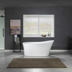 WOODBRIDGE 67" Acrylic Freestanding Bathtub Contemporary Soaking Tub With Brushed Nickel Overflow And Drain,White Tub,B0084-B/N-Drain&O -Woodbridgebath Shop 61122b1376813 thumb 600x600