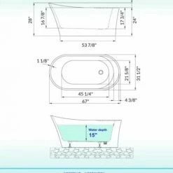 WOODBRIDGE 67" Acrylic Freestanding Bathtub Contemporary Soaking Tub With Brushed Nickel Overflow And Drain,White Tub,B0084-B/N-Drain&O -Woodbridgebath Shop 61122b18349e4 thumb 600x600