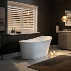 WOODBRIDGE 67" Acrylic Freestanding Bathtub Contemporary Soaking Tub With Brushed Nickel Overflow And Drain,White Tub,B0084-B/N-Drain&O -Woodbridgebath Shop 61122b2090a06 thumb 600x600