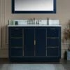 WOODBRIDGE Venice 48"x21"x33" Solid Wood Bath Vanities Side Cabinet In Navy Blue With Gold Trim And Engineered Stone Composite Vanity Top In Carrara White 3 Pre-Drilled Holes For 8-inch Widespread Faucet. -Woodbridgebath Shop 61669bb8a0adc thumb 600x600
