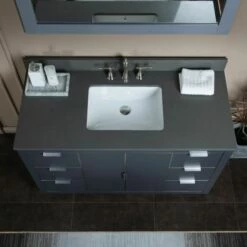 WOODBRIDGE Venice 48"x21"x33" Solid Wood Bath Vanities Side Cabinet In Grey With Brushed Nickel Trim And Engineered Stone Composite Vanity Top In Dark Gray With 3 Pre-Drilled Holes For 8-inch Widespread Faucet. -Woodbridgebath Shop 6167be89bad40 thumb 600x600