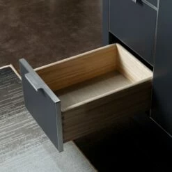 WOODBRIDGE Venice 48"x21"x33" Solid Wood Bath Vanities Side Cabinet In Grey With Brushed Nickel Trim And Engineered Stone Composite Vanity Top In Dark Gray With 3 Pre-Drilled Holes For 8-inch Widespread Faucet. -Woodbridgebath Shop 6167be8c47fc6 thumb 600x600