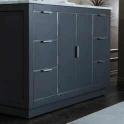 WOODBRIDGE Venice 48"x21"x33" Solid Wood Bath Vanities Side Cabinet In Grey And Brushed Nickel Trim And Carrara Marble Vanity Top Cabinet With 3 Pre-Drilled Holes For 8-inch Widespread Faucet. -Woodbridgebath Shop 6167c13a89e7c thumb 600x600