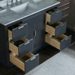 WOODBRIDGE Venice 48"x21"x33" Solid Wood Bath Vanities Side Cabinet In Grey And Brushed Nickel Trim And Carrara Marble Vanity Top Cabinet With 3 Pre-Drilled Holes For 8-inch Widespread Faucet. -Woodbridgebath Shop 6167c13b1ca63 thumb 600x600