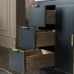 WOODBRIDGE Venice 48"x21"x33" Solid Wood Bath Vanities Side Cabinet In Grey With Gold Trim And Engineered Stone Composite Vanity Top In Carrara White 3 Pre-Drilled Holes For 8-inch Widespread Faucet. -Woodbridgebath Shop 6167c67e82f9e thumb 600x600