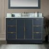 WOODBRIDGE Venice 48"x21"x33" Solid Wood Bath Vanities Side Cabinet In Grey And Gold Trim And Carrara Marble Vanity Top Cabinet With 3 Pre-Drilled Holes For 8-inch Widespread Faucet. -Woodbridgebath Shop 6167c9422bf39 thumb 600x600