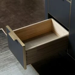 WOODBRIDGE Venice 48"x21"x33" Solid Wood Bath Vanities Side Cabinet In Grey With Gold Trim And Engineered Stone Composite Vanity Top In Dark Gray With 3 Pre-Drilled Holes For 8-inch Widespread Faucet. -Woodbridgebath Shop 6167caf594e71 thumb 600x600