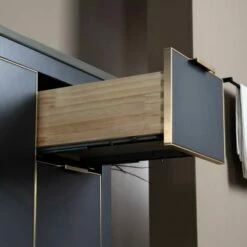 WOODBRIDGE Venice 48"x21"x33" Solid Wood Bath Vanities Side Cabinet In Grey With Gold Trim And Engineered Stone Composite Vanity Top In Dark Gray With 3 Pre-Drilled Holes For 8-inch Widespread Faucet. -Woodbridgebath Shop 6167caf8662cd thumb 600x600