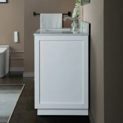 WOODBRIDGE Venice 48"x21"x33" Solid Wood Bath Vanities Side Cabinet In White And Brushed Nickel Trim And Carrara Marble Vanity Top Cabinet With 3 Pre-Drilled Holes For 8-inch Widespread Faucet. -Woodbridgebath Shop 6167cfabbd622 thumb 600x600