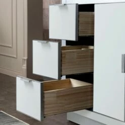 WOODBRIDGE Venice 48"x21"x33" Solid Wood Bath Vanities Side Cabinet In White With Brushed Nickel Trim And Engineered Stone Composite Vanity Top In Dark Gray With 3 Pre-Drilled Holes For 8-inch Widespread Faucet. -Woodbridgebath Shop 6167d2071674c thumb 600x600