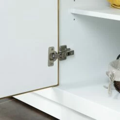 WOODBRIDGE Venice 48"x21"x33" Solid Wood Bath Vanities Side Cabinet In White With Gold Trim And Engineered Stone Composite Vanity Top In Fish Belly White With 3 Pre-Drilled Holes For 8-inch Widespread Faucet. -Woodbridgebath Shop 6167d699a4e76 thumb 600x600