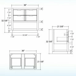 WOODBRIDGE Venice 36"x21"x33" Solid Wood Bath Vanities Cabinet Only With Drawers In White And Gold Hardware, Venice-3621-White-G -Woodbridgebath Shop 6172346a7dec0 thumb 600x600