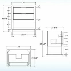 WOODBRIDGE Venice 30"x21"x33" Solid Wood Bath Vanities Cabinet Only With Center Drawers In White And Brushed Nickel Hardware, Venice-3021-White-BN -Woodbridgebath Shop 61724bfe7d035 thumb 600x600