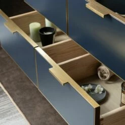 WOODBRIDGE Venice 36"x21"x33" Solid Wood Bath Vanities Side Cabinet In Navy Blue And Gold Trim And Carrara Marble Vanity Top Cabinet With 3 Pre-Drilled Holes For 8-inch Widespread Faucet. -Woodbridgebath Shop 6179085cdae71 thumb 600x600