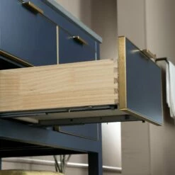 WOODBRIDGE Venice 36"x21"x33" Solid Wood Bath Vanities Side Cabinet In Navy Blue With Gold And Engineered Stone Composite Vanity Top In Dark Gray With 3 Pre-Drilled Holes For 8-inch Widespread Faucet. -Woodbridgebath Shop 61790ec44b3d8 thumb 600x600