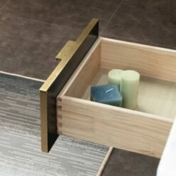 WOODBRIDGE Venice 36"x21"x33" Solid Wood Bath Vanities Side Cabinet In Navy Blue With Gold Trim And Engineered Stone Composite Vanity Top In Fish Belly White With 3 Pre-Drilled Holes For 8-inch Widespread Faucet. -Woodbridgebath Shop 6179101902f71 thumb 600x600