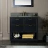 WOODBRIDGE Venice 36"x21"x33" Solid Wood Bath Vanities Side Cabinet In Grey With Gold Trim And Engineered Stone Composite Vanity Top In Dark Gray With 3 Pre-Drilled Holes For 8-inch Widespread Faucet. -Woodbridgebath Shop 61791bc6abb93 thumb 600x600