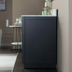 WOODBRIDGE Venice 36"x21"x33" Solid Wood Bath Vanities Side Cabinet In Grey With Gold Trim And Engineered Stone Composite Vanity Top In Fish Belly White With 3 Pre-Drilled Holes For 8-inch Widespread Faucet. -Woodbridgebath Shop 61791c5a59807 thumb 600x600