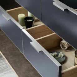 WOODBRIDGE Venice 36"x21"x33" Solid Wood Bath Vanities Side Cabinet In Grey With Brushed Nickel Trim And Engineered Stone Composite Vanity Top In Dark Gray With 3 Pre-Drilled Holes For 8-inch Widespread Faucet. -Woodbridgebath Shop 617a46d73a777 thumb 600x600