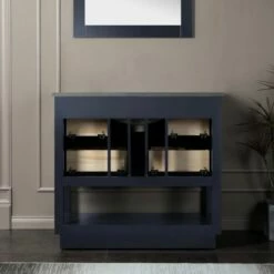 WOODBRIDGE Venice 36"x21"x33" Solid Wood Bath Vanities Side Cabinet In Grey With Brushed Nickel Trim And Engineered Stone Composite Vanity Top In Dark Gray With 3 Pre-Drilled Holes For 8-inch Widespread Faucet. -Woodbridgebath Shop 617a46d8e951c thumb 600x600