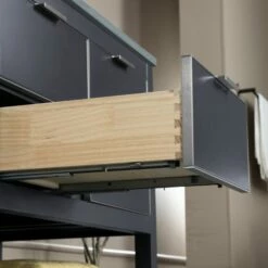 WOODBRIDGE Venice 36"x21"x33" Solid Wood Bath Vanities Side Cabinet In Grey With Brushed Nickel Trim And Engineered Stone Composite Vanity Top In Dark Gray With 3 Pre-Drilled Holes For 8-inch Widespread Faucet. -Woodbridgebath Shop 617a46d988770 thumb 600x600