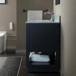 WOODBRIDGE Venice 36"x21"x33" Solid Wood Bath Vanities Side Cabinet In Grey With Brushed Nickel Trim And Engineered Stone Composite Vanity Top In Fish Belly White With 3 Pre-Drilled Holes For 8-inch Widespread Faucet. -Woodbridgebath Shop 617a4798b3814 thumb 600x600