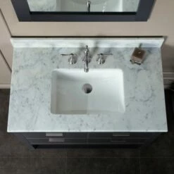 WOODBRIDGE Venice 42"x21"x33" Solid Wood Bath Vanities Side Cabinet In Grey And Brushed Nickel Trim And Carrara Marble Vanity Top Cabinet With 3 Pre-Drilled Holes For 8-inch Widespread Faucet. -Woodbridgebath Shop 617a491600abd thumb 600x600