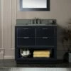 WOODBRIDGE Venice 42"x21"x33" Solid Wood Bath Vanities Side Cabinet In Grey With Brushed Nickel Trim And Engineered Stone Composite Vanity Top In Dark Gray With 3 Pre-Drilled Holes For 8-inch Widespread Faucet. -Woodbridgebath Shop 617a527061cf4 thumb 600x600