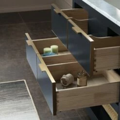 WOODBRIDGE Venice 42"x21"x33" Solid Wood Bath Vanities Side Cabinet In Grey With Gold Trim And Engineered Stone Composite Vanity Top In Carrara White 3 Pre-Drilled Holes For 8-inch Widespread Faucet. -Woodbridgebath Shop 617a57bb741fb thumb 600x600