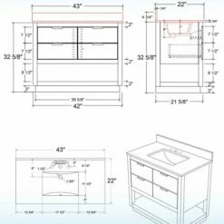 WOODBRIDGE Venice 42"x21"x33" Solid Wood Bath Vanities Side Cabinet In White With Brushed Nickel Trim And Engineered Stone Composite Vanity Top In Dark Gray With 3 Pre-Drilled Holes For 8-inch Widespread Faucet. -Woodbridgebath Shop 617a674f1abd0 thumb 600x600