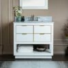 WOODBRIDGE Venice 42"x21"x33" Solid Wood Bath Vanities Side Cabinet In White And Gold Trim And Carrara Marble Vanity Top Cabinet With 3 Pre-Drilled Holes For 8-inch Widespread Faucet. -Woodbridgebath Shop 617a69513494c thumb 600x600