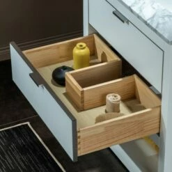 WOODBRIDGE Venice 30"x21"x33" Solid Wood Bath Vanities Side Cabinet In White And Brushed Nickel Trim And Carrara Marble Vanity Top Cabinet With 3 Pre-Drilled Holes For 8-inch Widespread Faucet. -Woodbridgebath Shop 617fa4830cb2a thumb 600x600