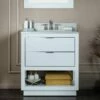 WOODBRIDGE Venice 30"x21"x33" Solid Wood Bath Vanities Side Cabinet In White With Brushed Nickel Trim And Engineered Stone Composite Vanity Top In Carrara White 3 Pre-Drilled Holes For 8-inch Widespread Faucet. -Woodbridgebath Shop 617fa4d33175a thumb 600x600